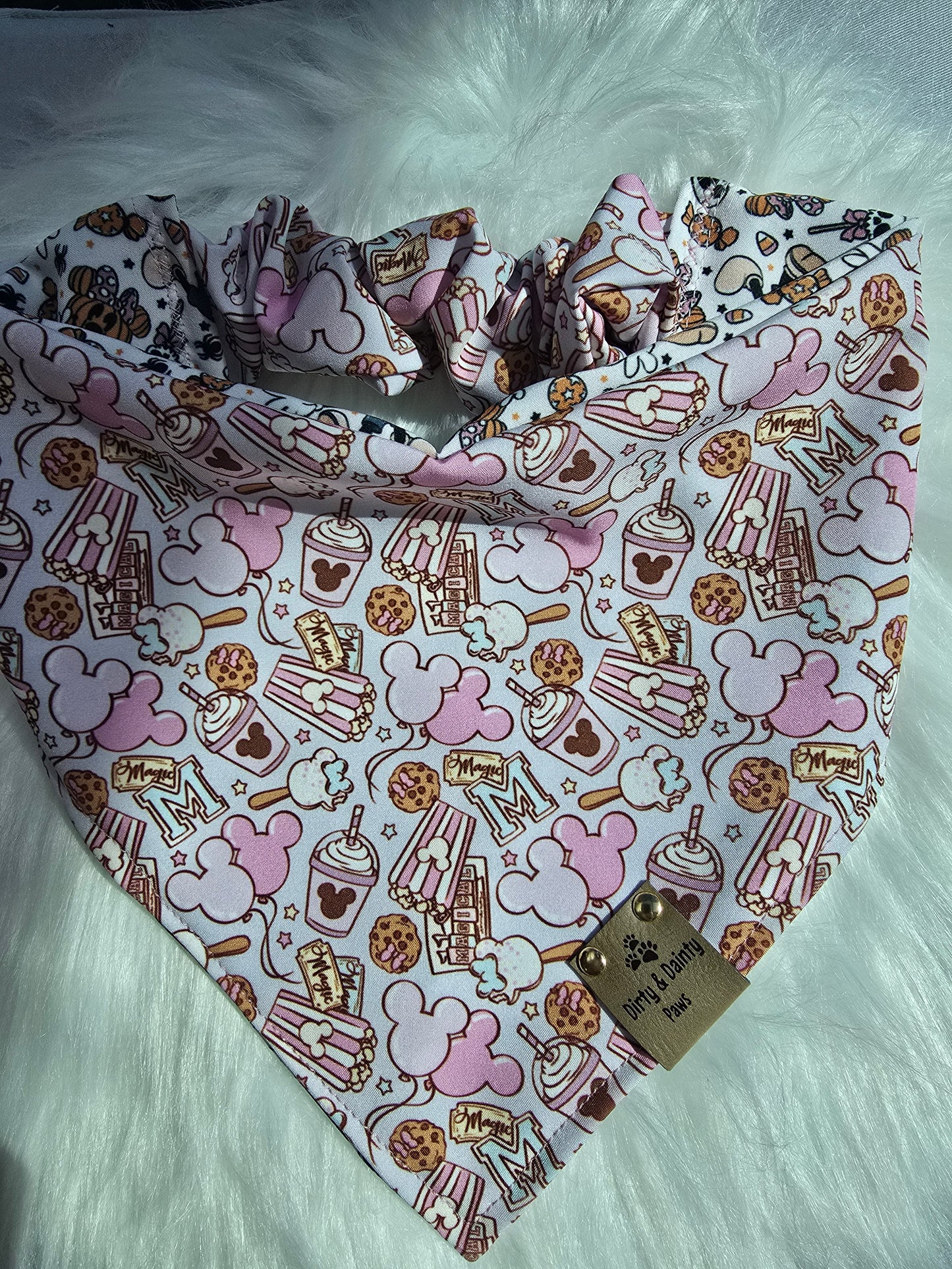 Magical Treats/ Minnie and Mickey Jack-O-Lantern Dog Bandana – Zoomie Proof| Pink or Blue | Dirty & Dainty Paws