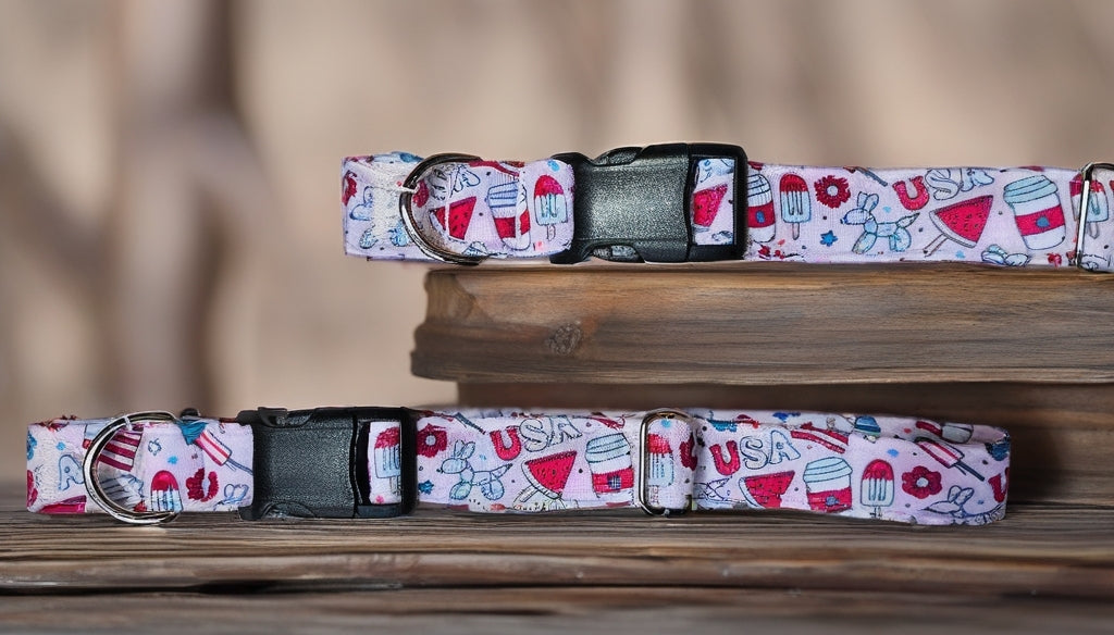 Pawty In The USA| Patriotic USA Neoprene Dog Collar – 4th of July Summer Dog Collar