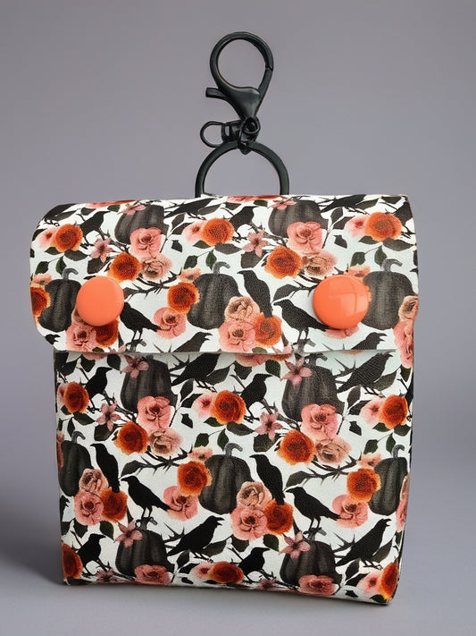 Ravens and Black Pumpkins Faux Leather Treat Pouch