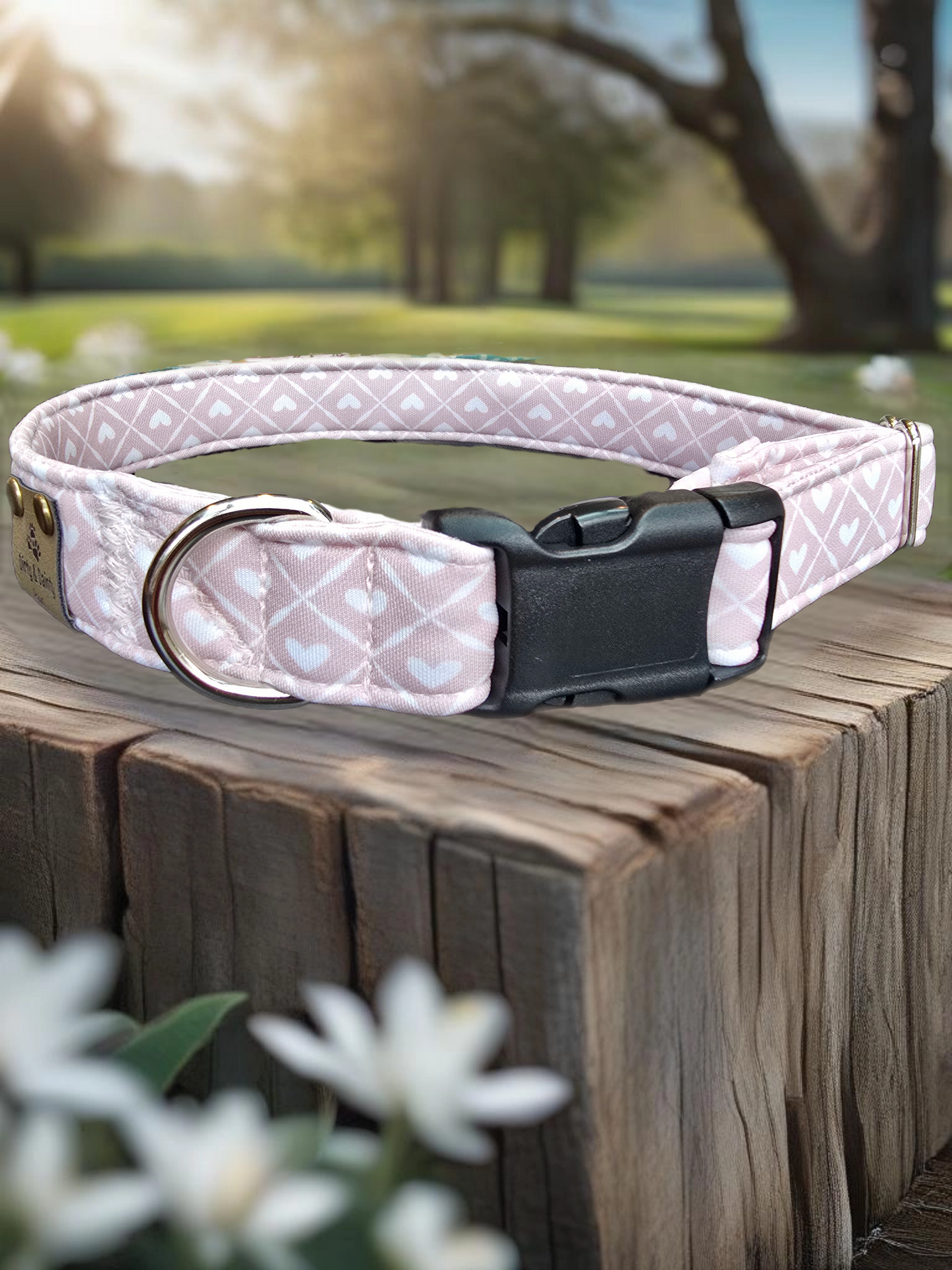 Neutral Spring Hearts Neoprene Dog Collar | Waterproof & Comfortable