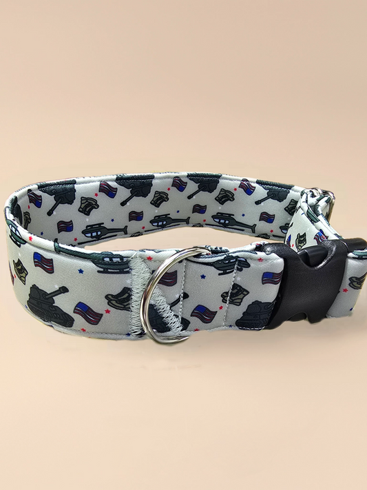 Military Neoprene Dog Collar – Durable & Padded with Patriotic Military Print