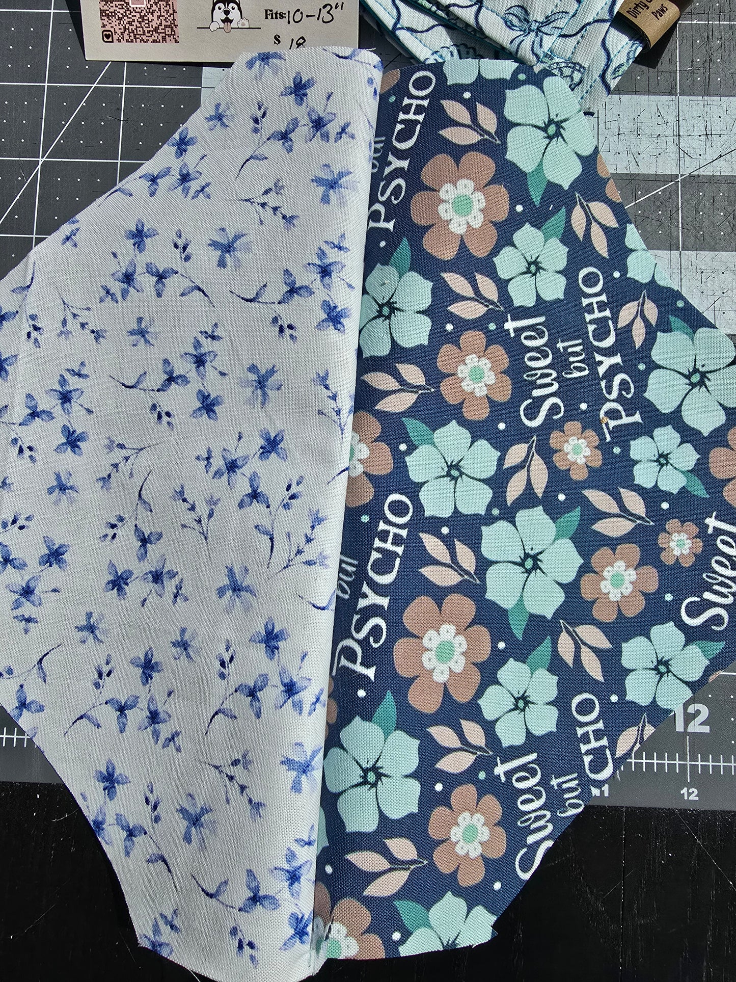 Sweet But Psycho/Corduroy Reversible Scrunchie Dog Bandana