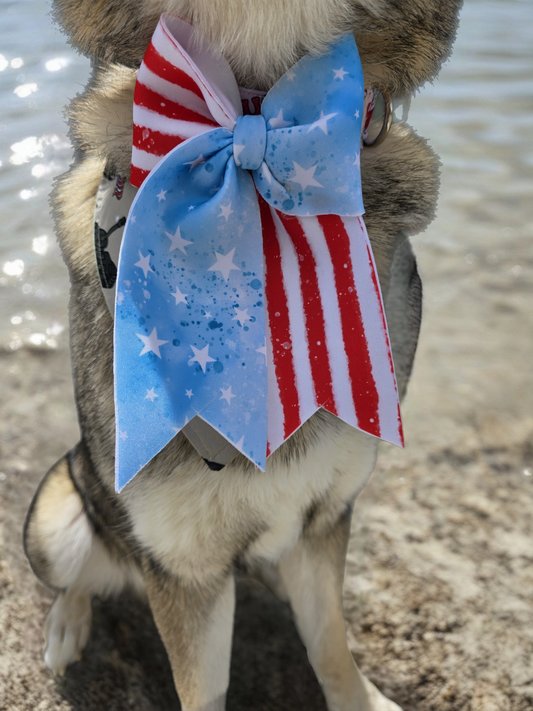 Stars & Stripes Neoprene Sailor Bow for Dog Collars – 4th of July Dog Accessory