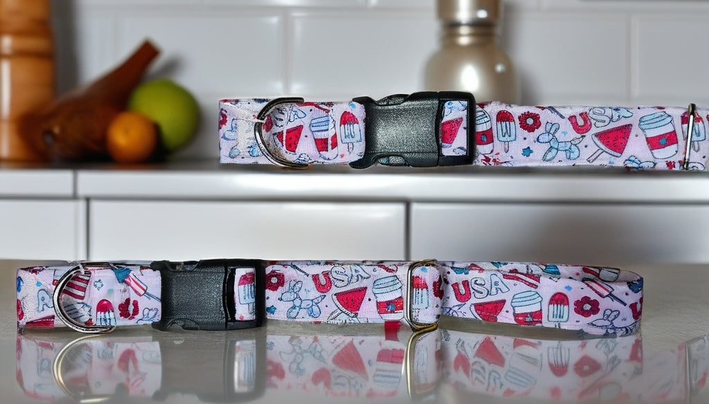 Pawty In The USA| Patriotic USA Neoprene Dog Collar – 4th of July Summer Dog Collar
