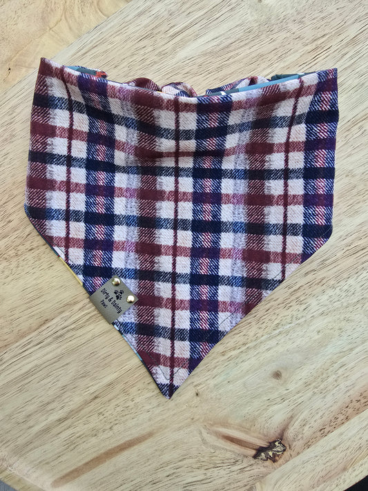 Dino Pumpkin Heads | Plaid ZoomieProof™ Reversible Scrunchie Dog Bandana