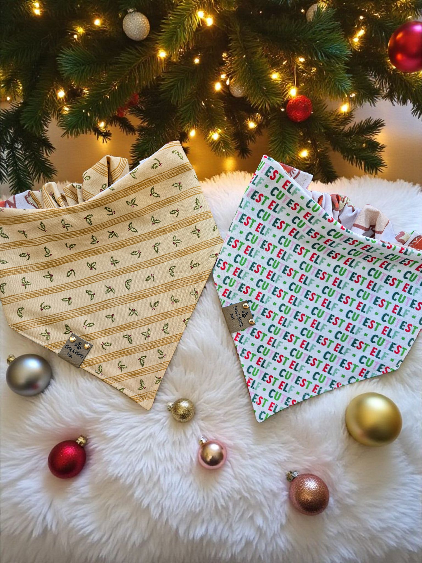 Cutest Elf| Festive Reversible Scrunchie Dog Bandana | Cozy Cotton