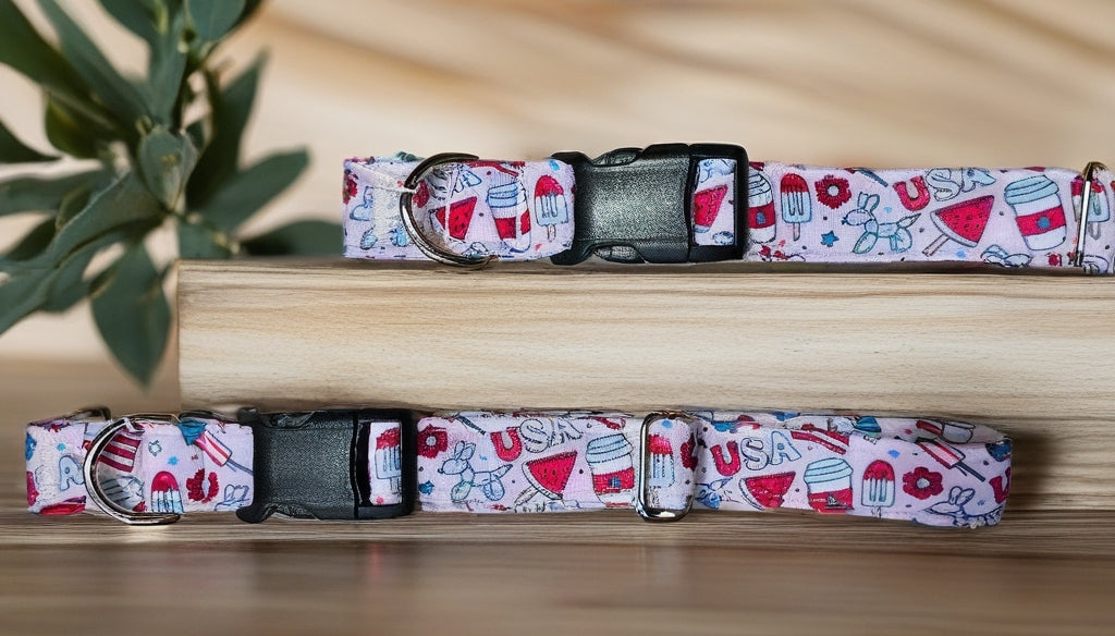 Pawty In The USA| Patriotic USA Neoprene Dog Collar – 4th of July Summer Dog Collar