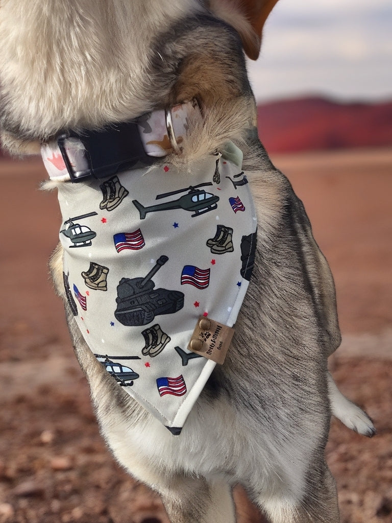 Military Reversible Scrunchie Dog Bandana – 100% Donated to Warrior Dog Foundation