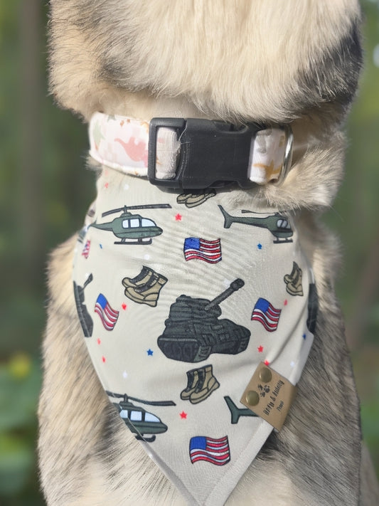 Military Reversible Scrunchie Dog Bandana – 100% Donated to Warrior Dog Foundation