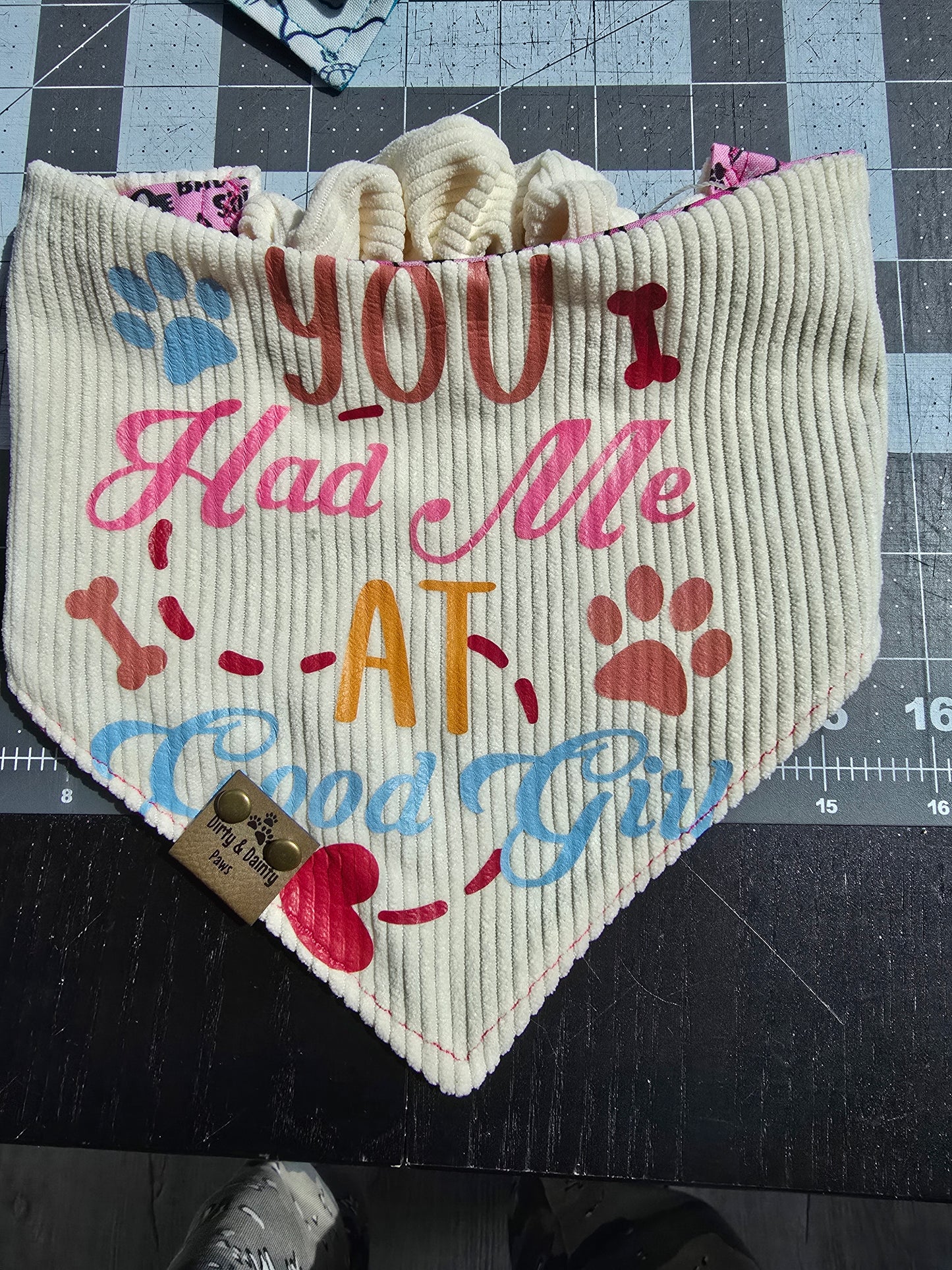 Busy Doing Bad Dog Shit/Sassy Saying Reversible Scrunchie Dog Bandana
