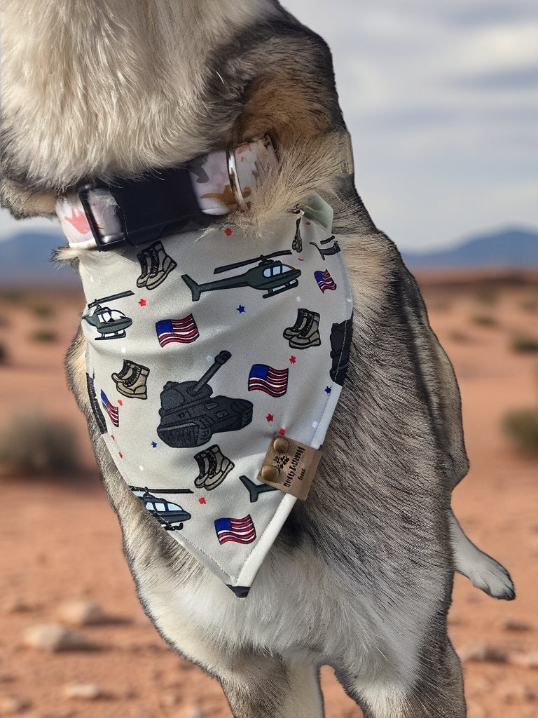 Military Reversible Scrunchie Dog Bandana – 100% Donated to Warrior Dog Foundation