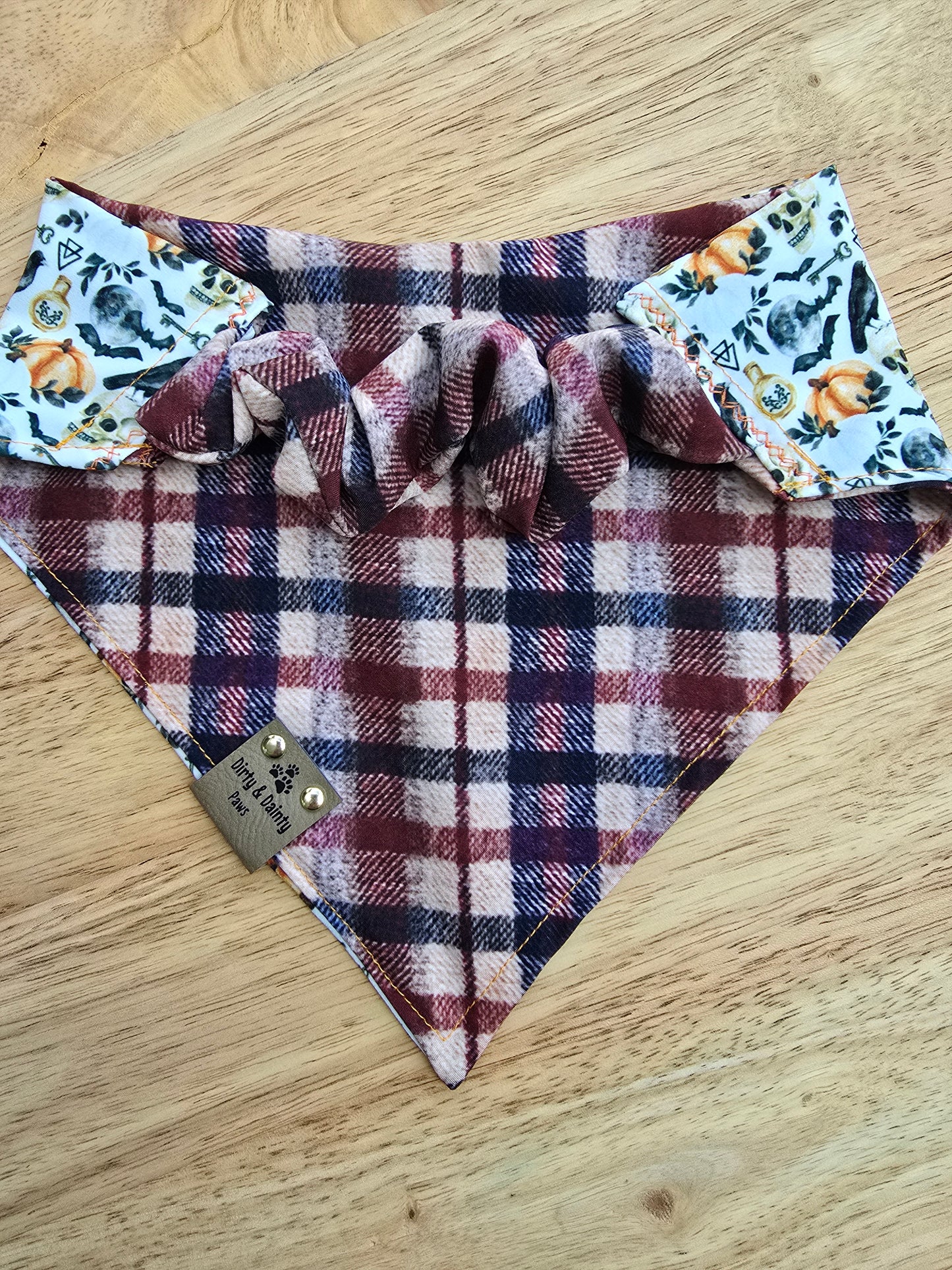 Gothic Ravens | Plaid ZoomieProof™ Reversible Scrunchie Dog Bandana