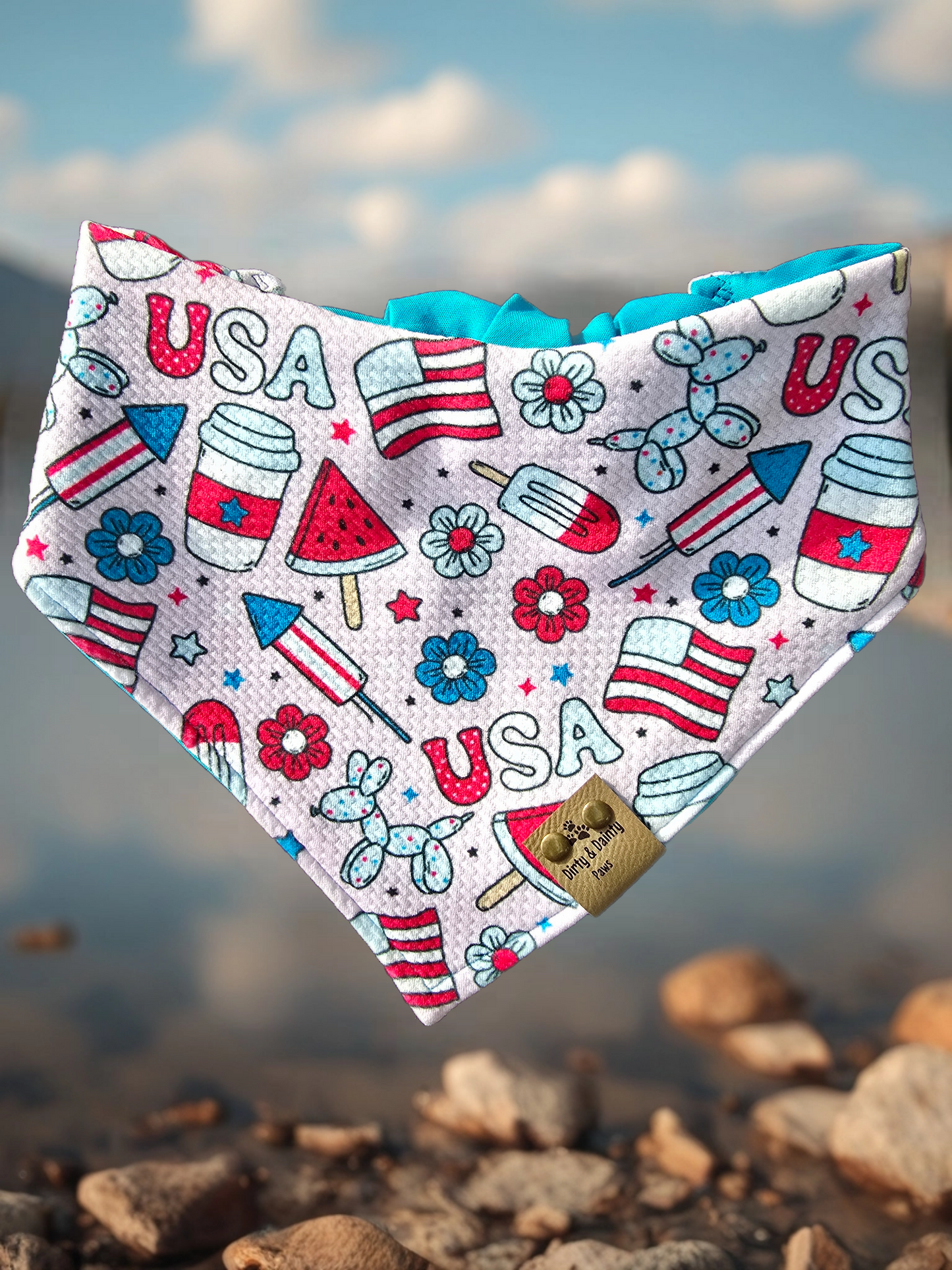 4th of July Pawty Reversible Scrunchie Dog Bandana