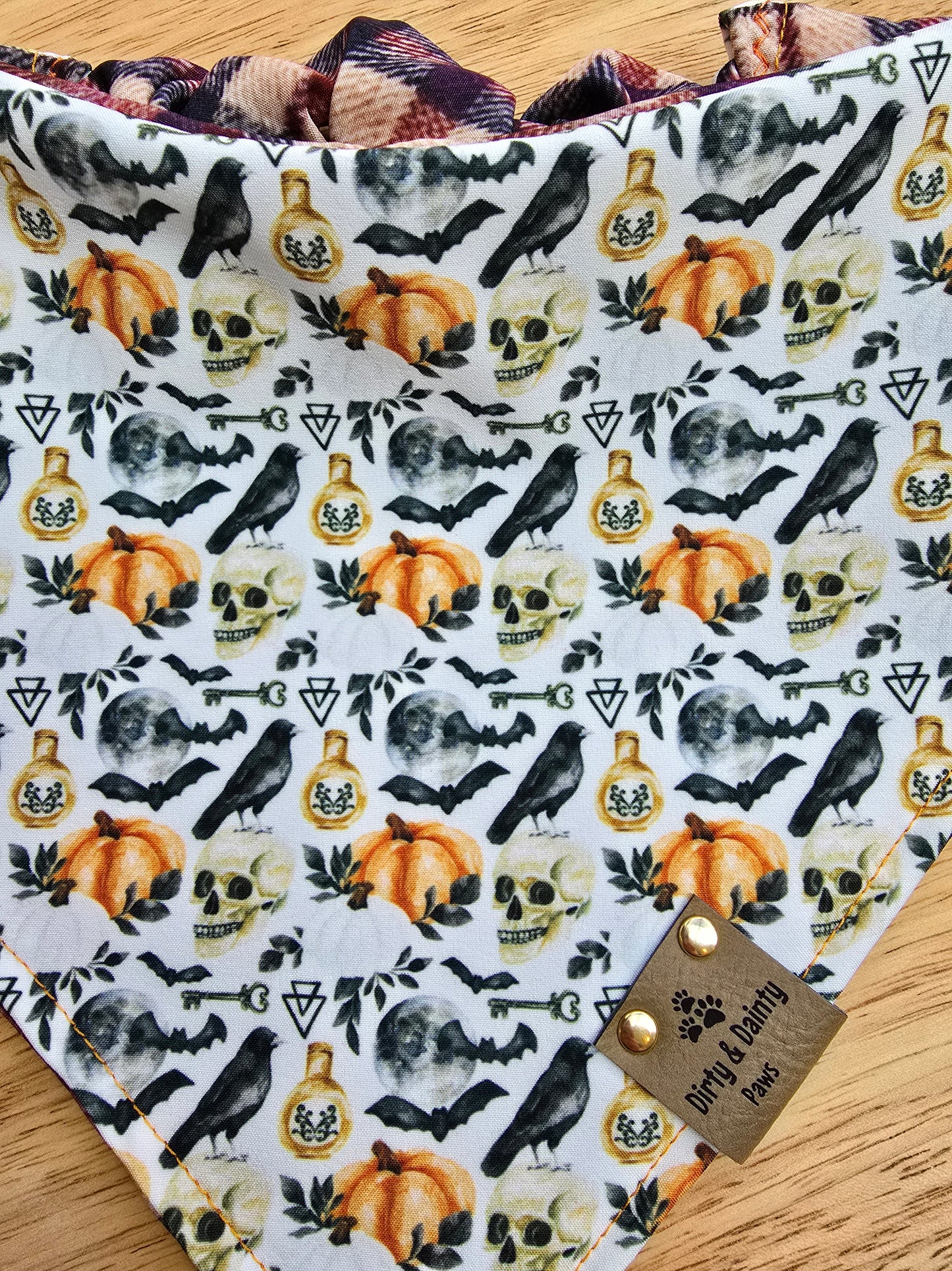 Gothic Ravens | Plaid ZoomieProof™ Reversible Scrunchie Dog Bandana