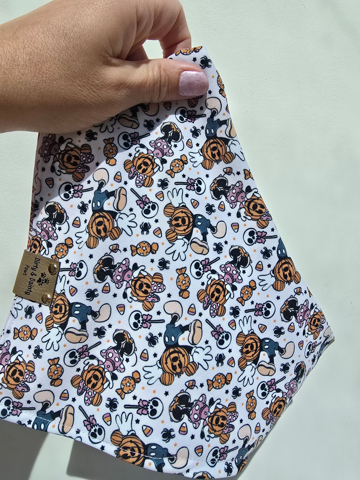 Magical Treats/ Minnie and Mickey Jack-O-Lantern Dog Bandana – Zoomie Proof| Pink or Blue | Dirty & Dainty Paws