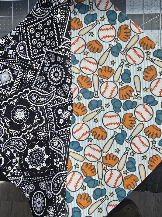 Ball Game/ Blue Plaid or Black classic bandana Reversible Scrunchie Dog Bandana