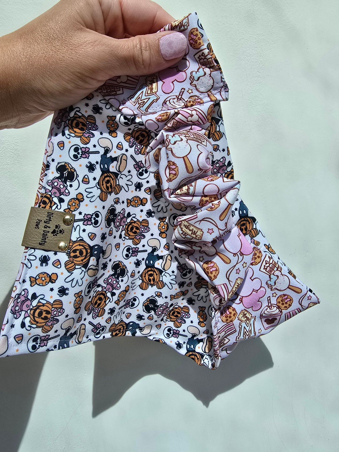 Magical Treats/ Minnie and Mickey Jack-O-Lantern Dog Bandana – Zoomie Proof| Pink or Blue | Dirty & Dainty Paws