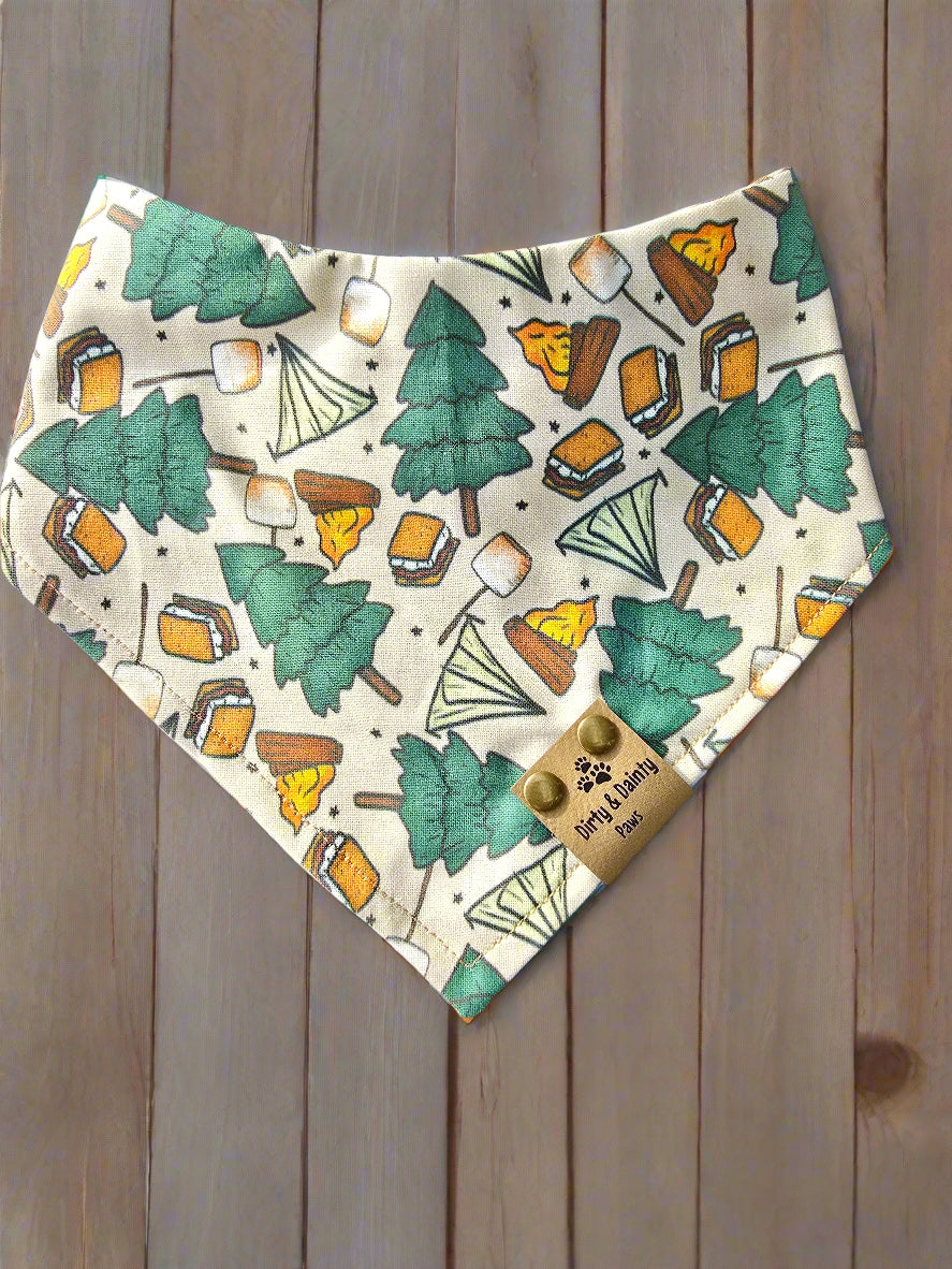 Camping/Plaid Reversible Scrunchie Dog Bandana