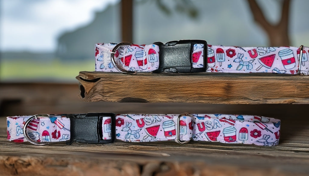 Pawty In The USA| Patriotic USA Neoprene Dog Collar – 4th of July Summer Dog Collar