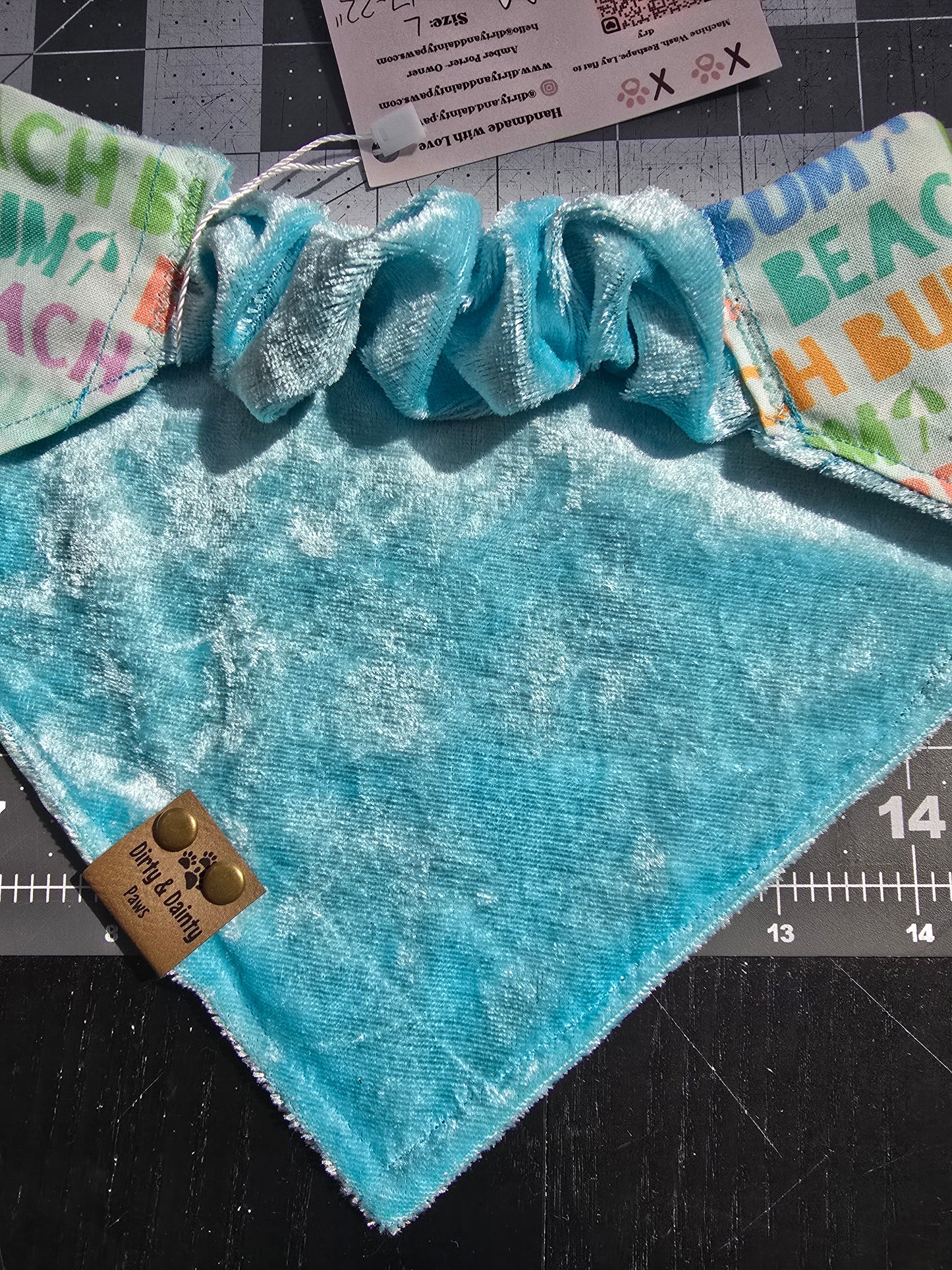 Beach Bum/ Ocean Blue Reversible Scrunchie Dog Bandana