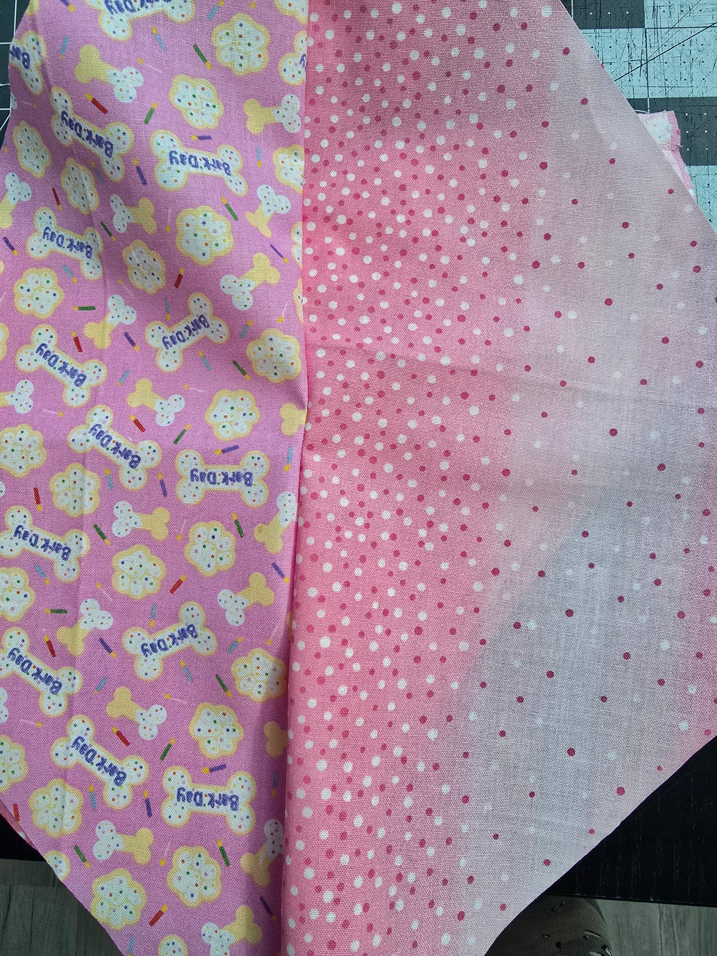 Barkday pink/Blue Reversible Scrunchie Dog Bandana