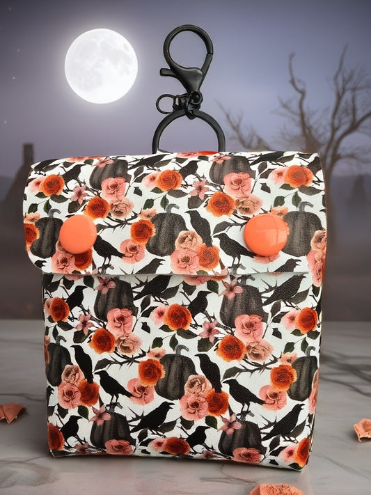Ravens and Black Pumpkins Faux Leather Treat Pouch