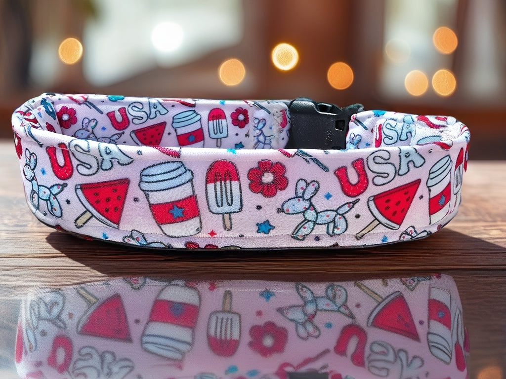 Pawty In The USA| Patriotic USA Neoprene Dog Collar – 4th of July Summer Dog Collar