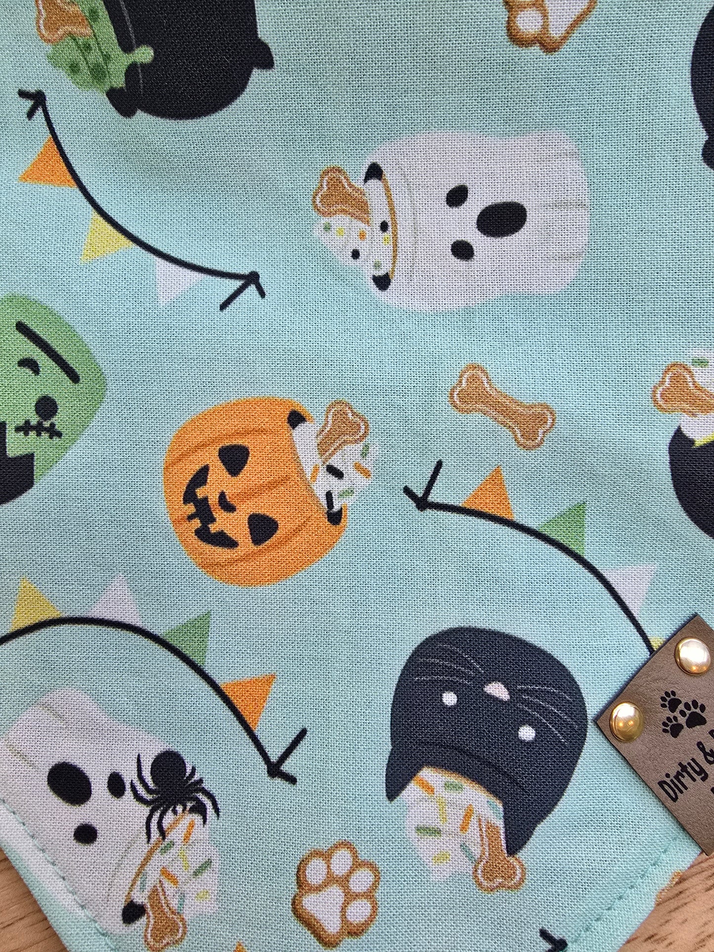 Pup Cup Halloween Pail| Halloween Plaid Cozy Cotton Reversible Scrunchie Dog Bandana