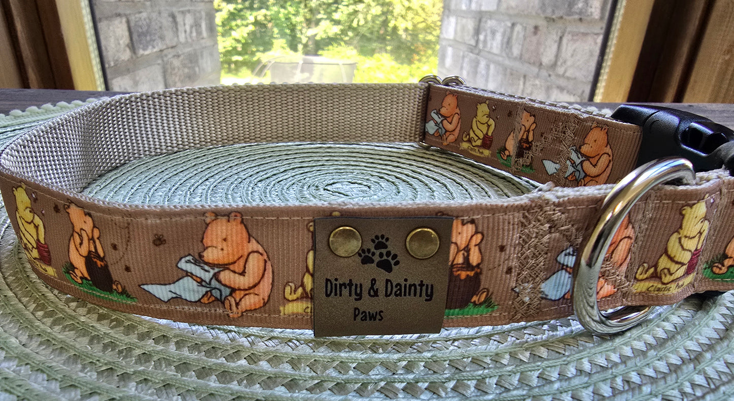 Winnie the Pooh Nylon Dog Collar – YKK® Side-Release Buckle | Dirty & Dainty Paws