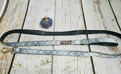 Durable Boho Blue Plaid Dog Leash | Waterproof, No Stink, Eco-Friendly | Made in the US