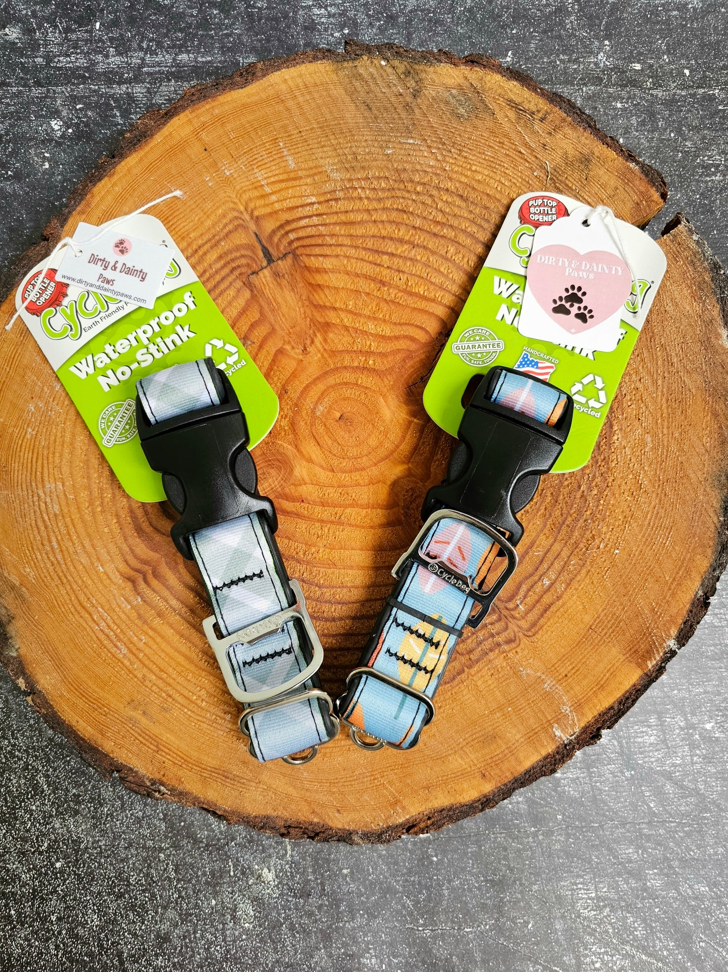 Eco Friendly Blue Plaid or Fall Leaves Collar and Leash Bundle