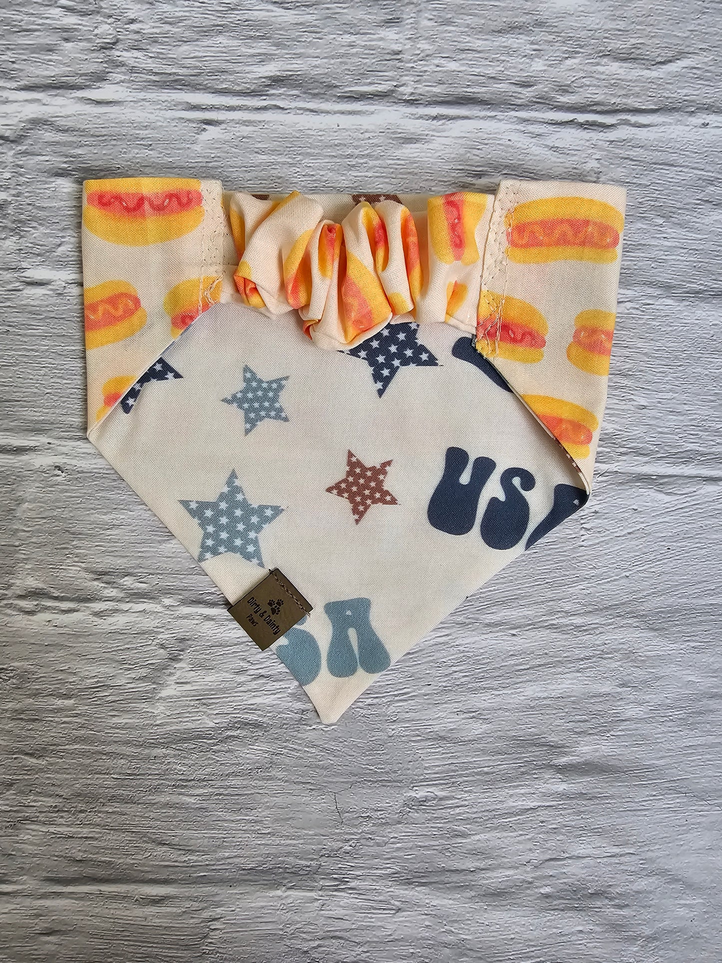 Hot Dog Reversible Dog Bandana- Choose your second print!