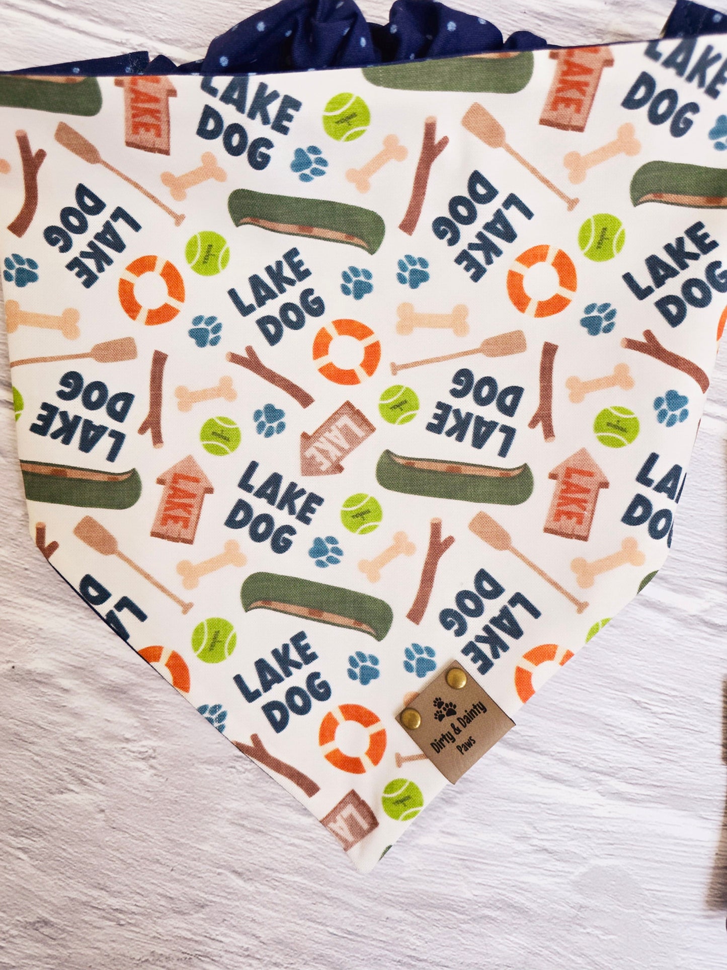 Lake Dog Reversible Scrunchie Bandana: Perfect for Your Weekend Getaway with Your Pup!