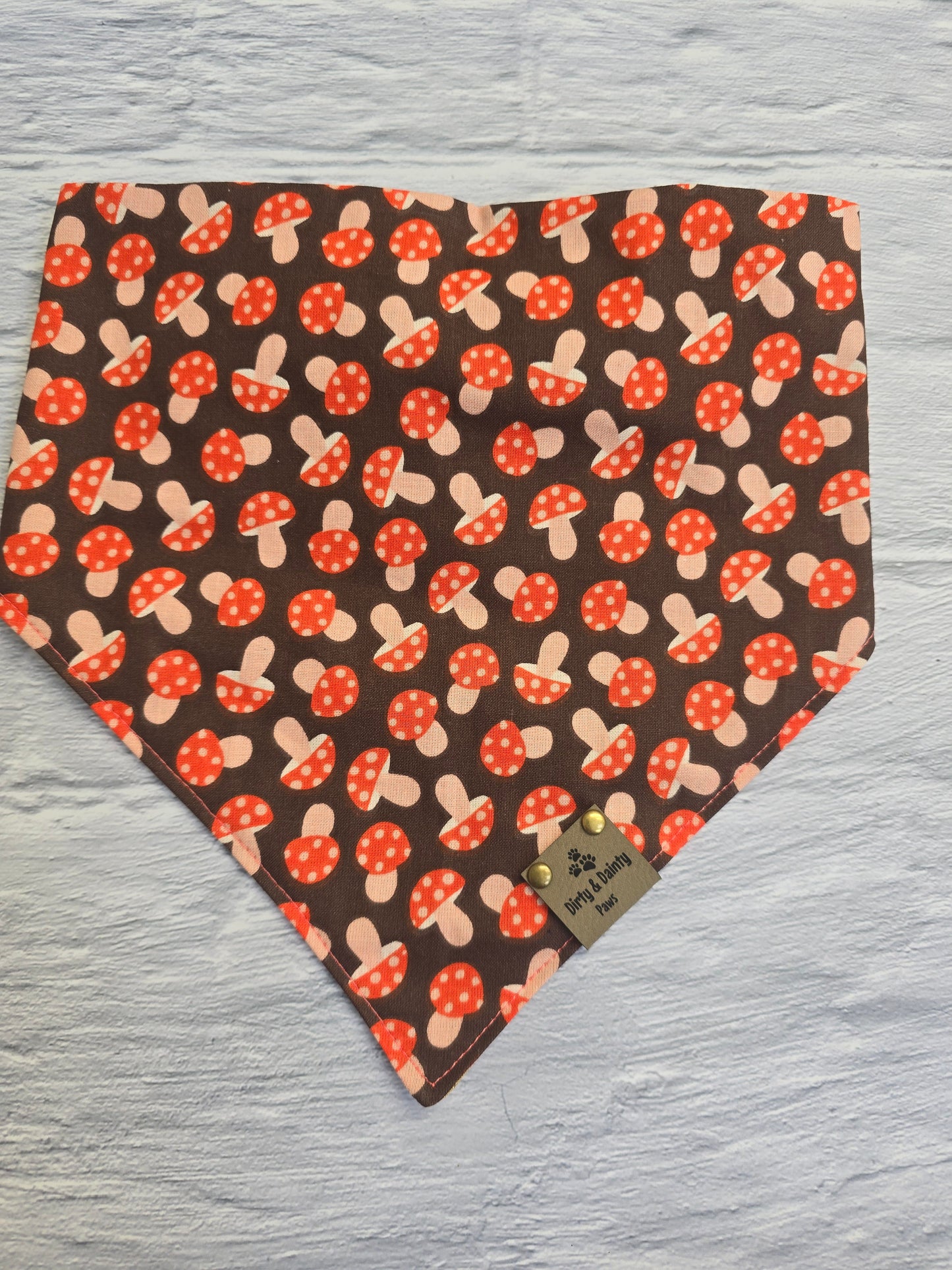 Mushies & Foil Pumpkins Reversible Scrunchie Dog Bandana - Autumn Glimmer