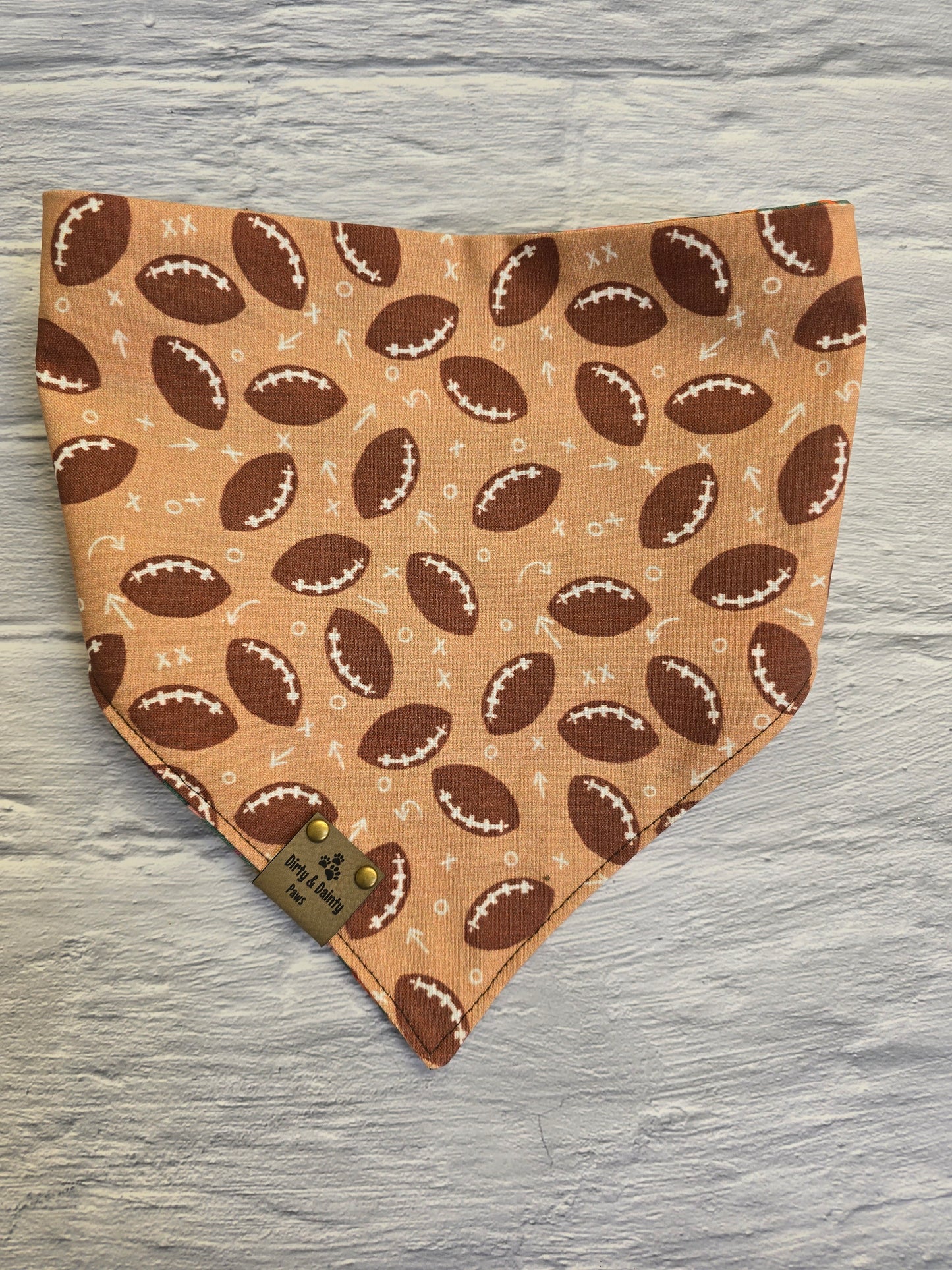 Reversible Fall Football & Pumpkin Patch Autumn Dog Bandana - Perfect for Game Days