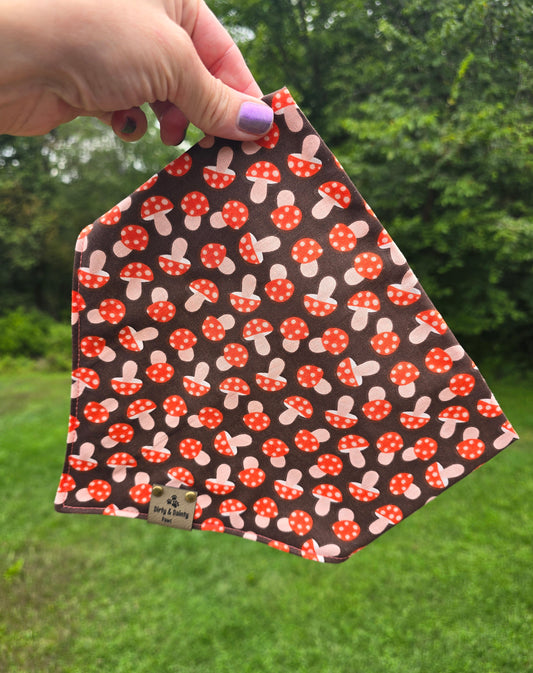 Mushies & Foil Pumpkins Reversible Scrunchie Dog Bandana - Autumn Glimmer