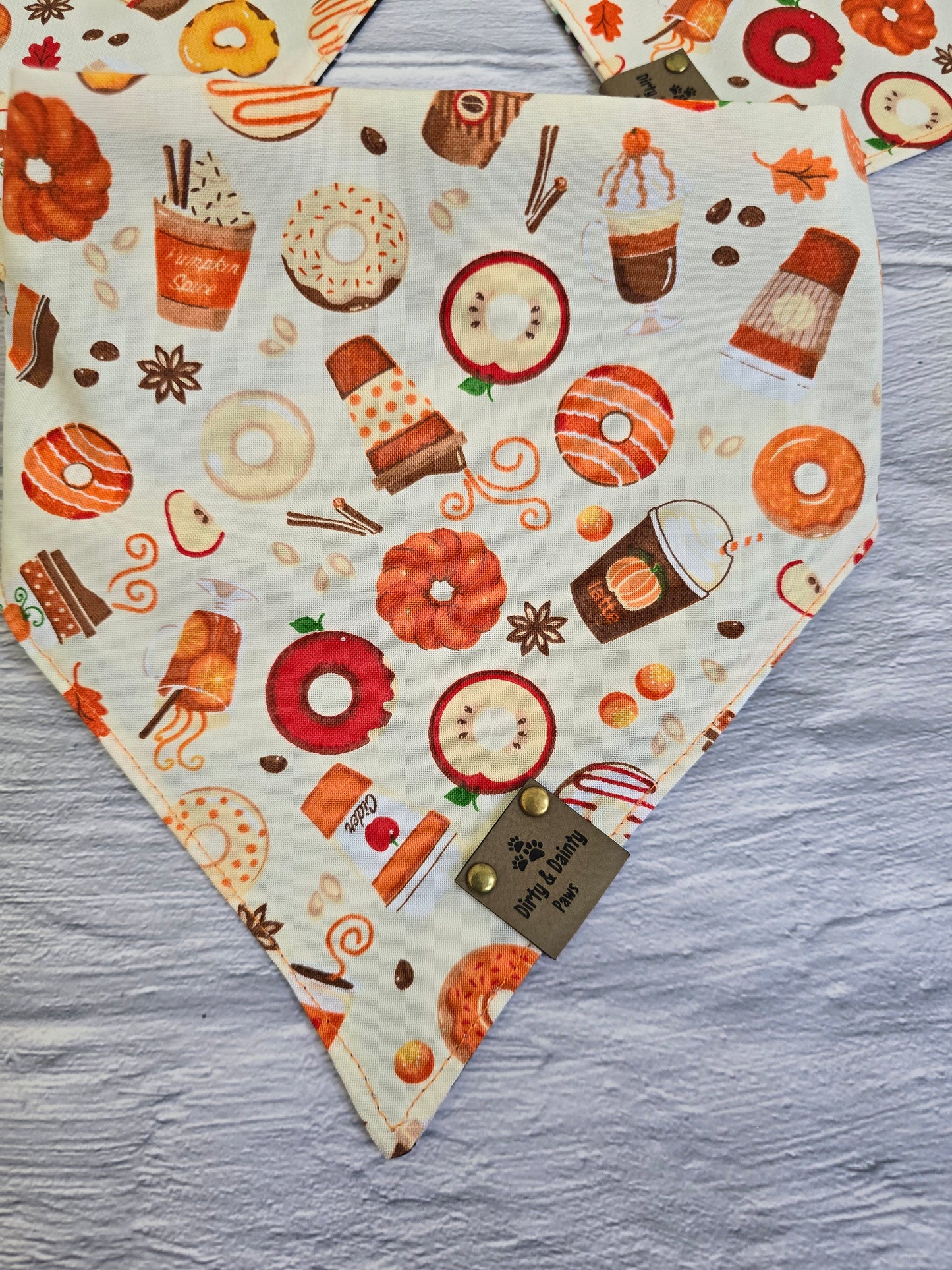 Potions Large Print /Pumpkin Spice and Donuts Reversible Scrunchie Dog Bandana