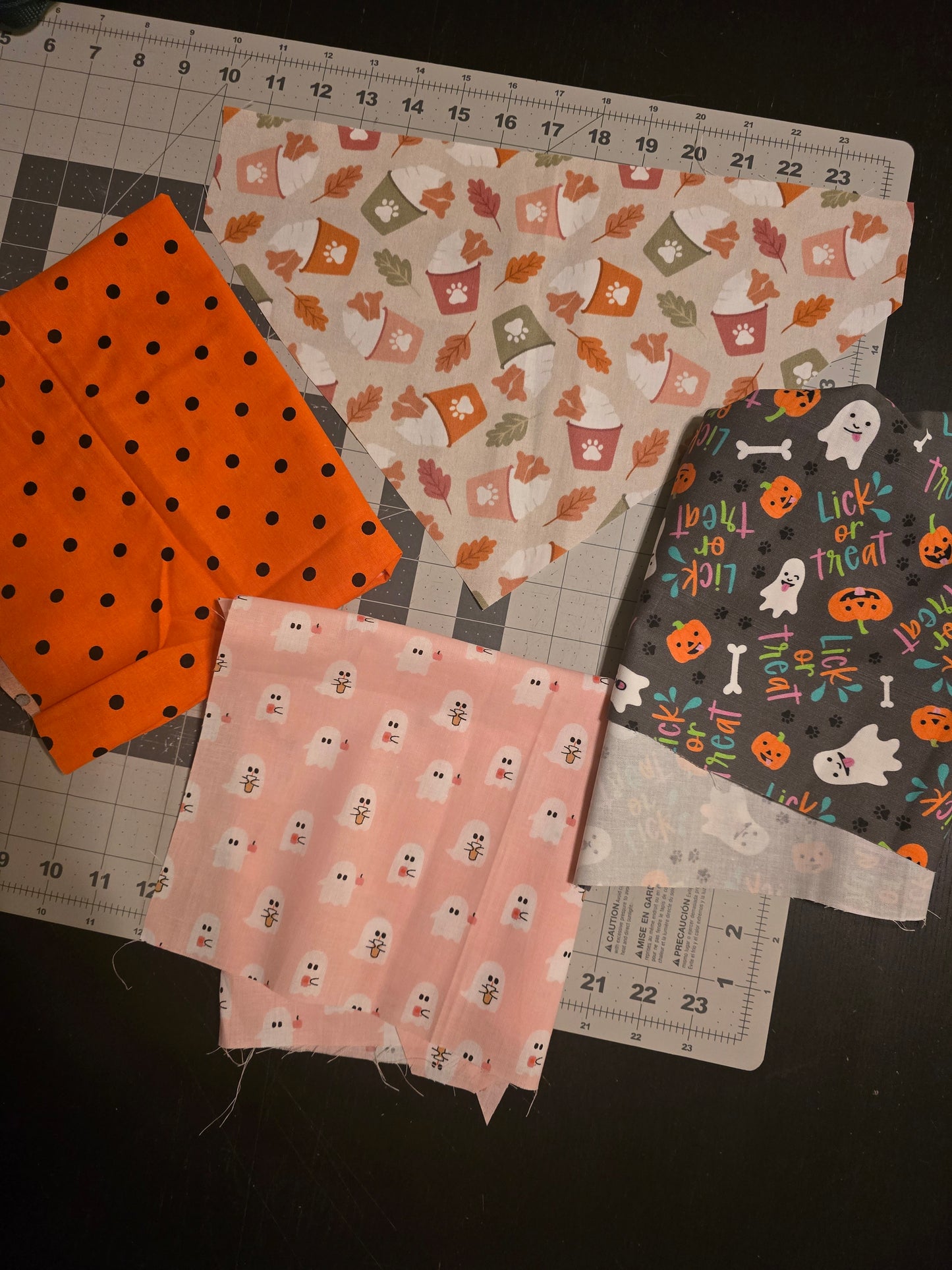 Autumn Pup Cup and Pumpkin Spice  Reversible Scrunchie Dog Bandana Boho Chic & Autumn Treats Design