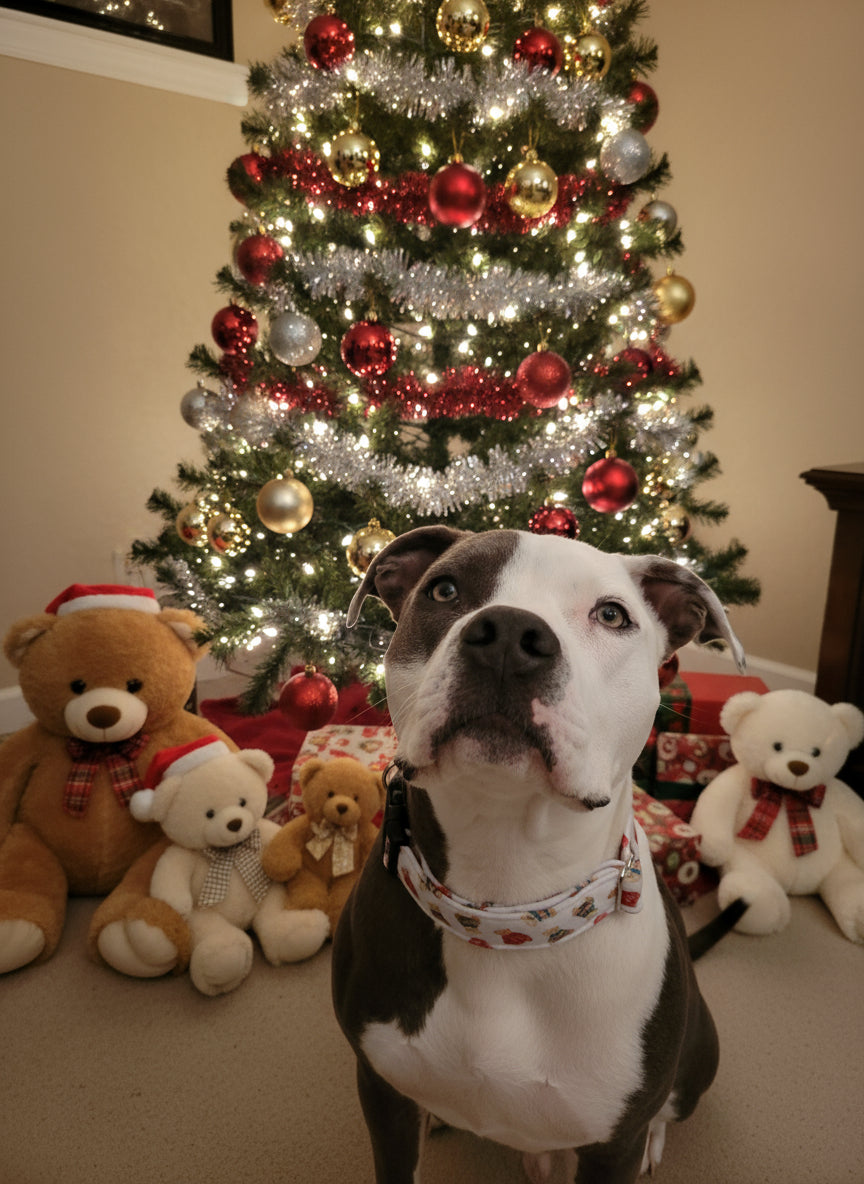 Cozy Teddy Bear  Neoprene Dog Collars | Durable Holiday Collars by Dirty & Dainty Paws