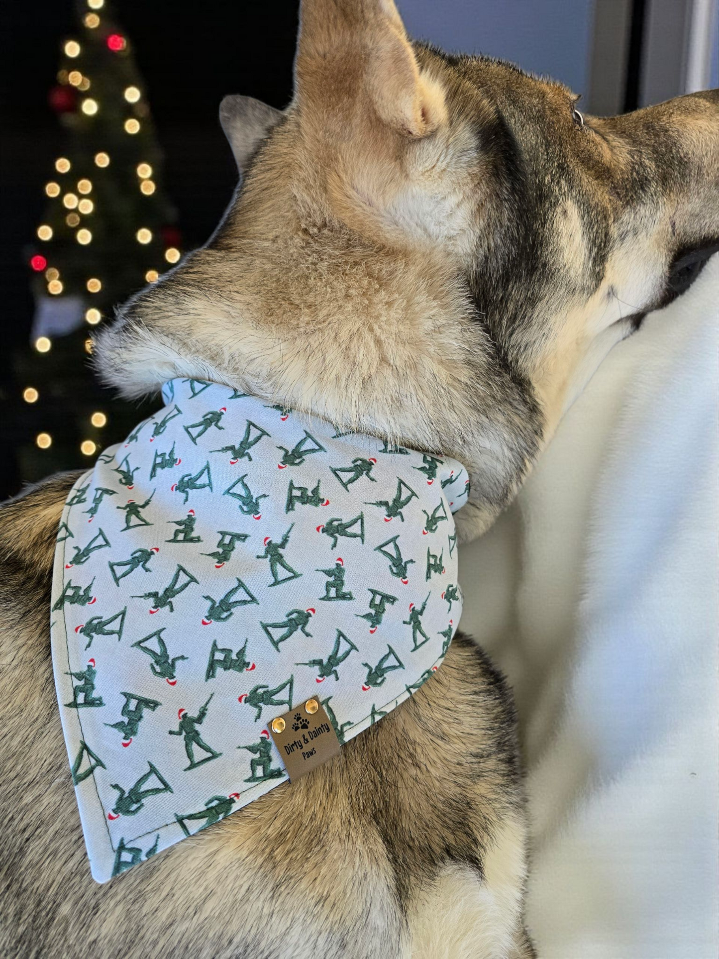 Toy Soldier| Stripes| Pinecone Cozy Cotton|Toy Soldier & Pinecone Reversible Dog Bandana