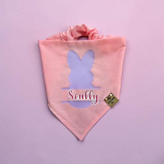 Personalized Easter Peep Dog Bandana – Custom Bunny Name Scrunchie Bandana