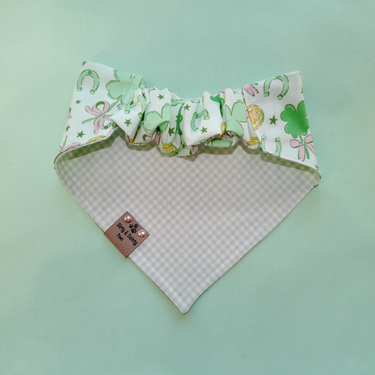Lucky Shamrock Dog Bandana – Reversible St. Patrick’s Day Bandana for Dogs | Cozy Cotton Slip-On Scrunchie Bandana