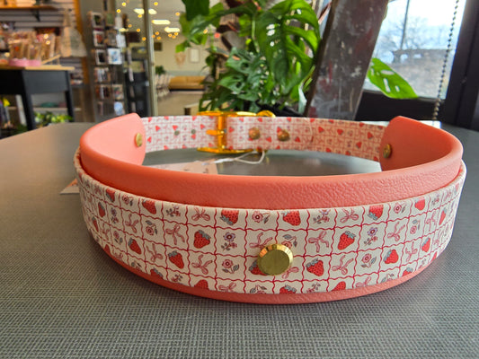 Strawberries & Bows Double Layer Biothane Dog Collar – Waterproof Stinkproof