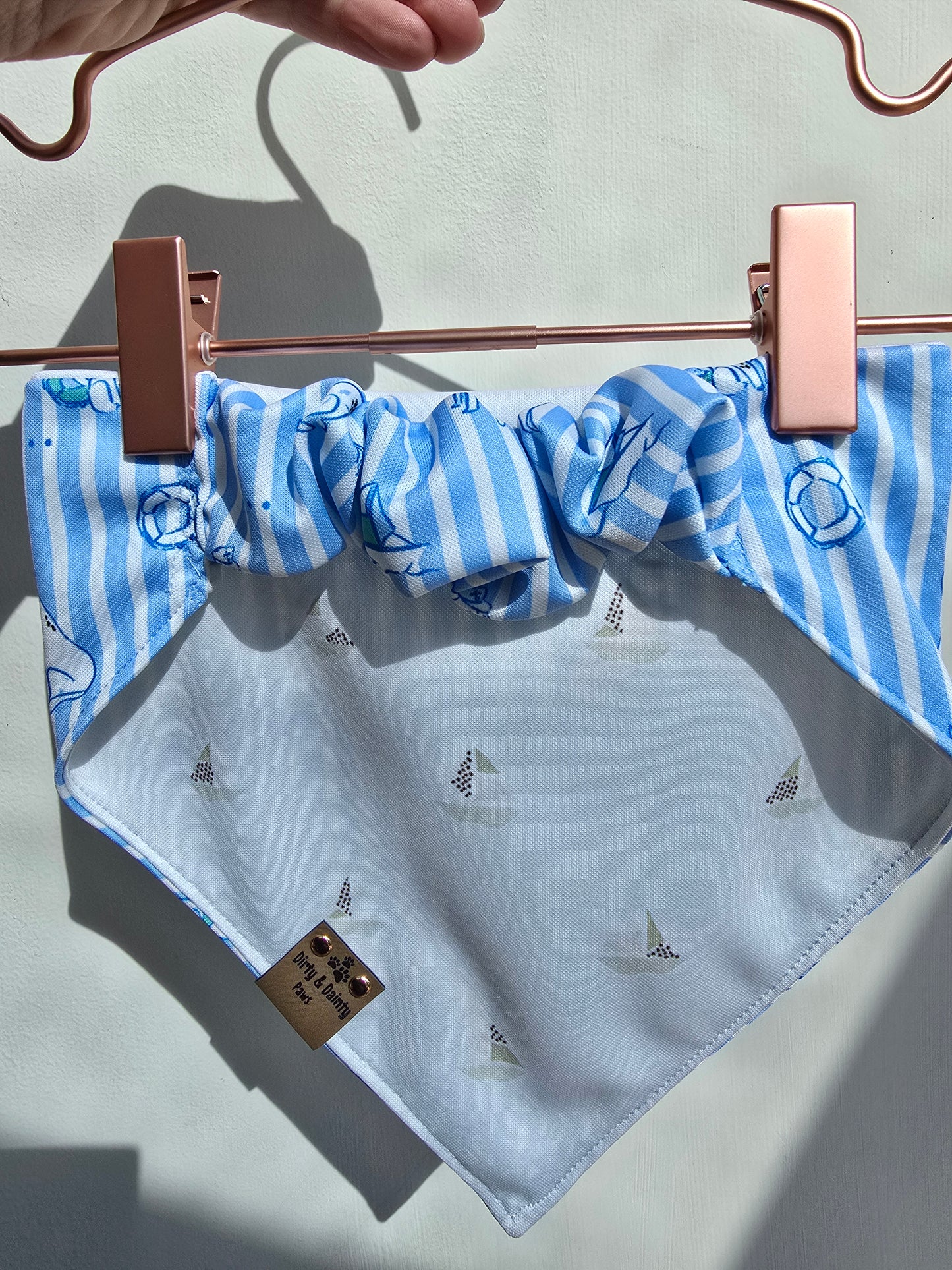 Coastal Preppy Pup Reversible Scrunchie Dog Bandana Summer Dog Scarf Activewear UPF 50+ Sun Protection Wrinkle Resistant Easy to Clean