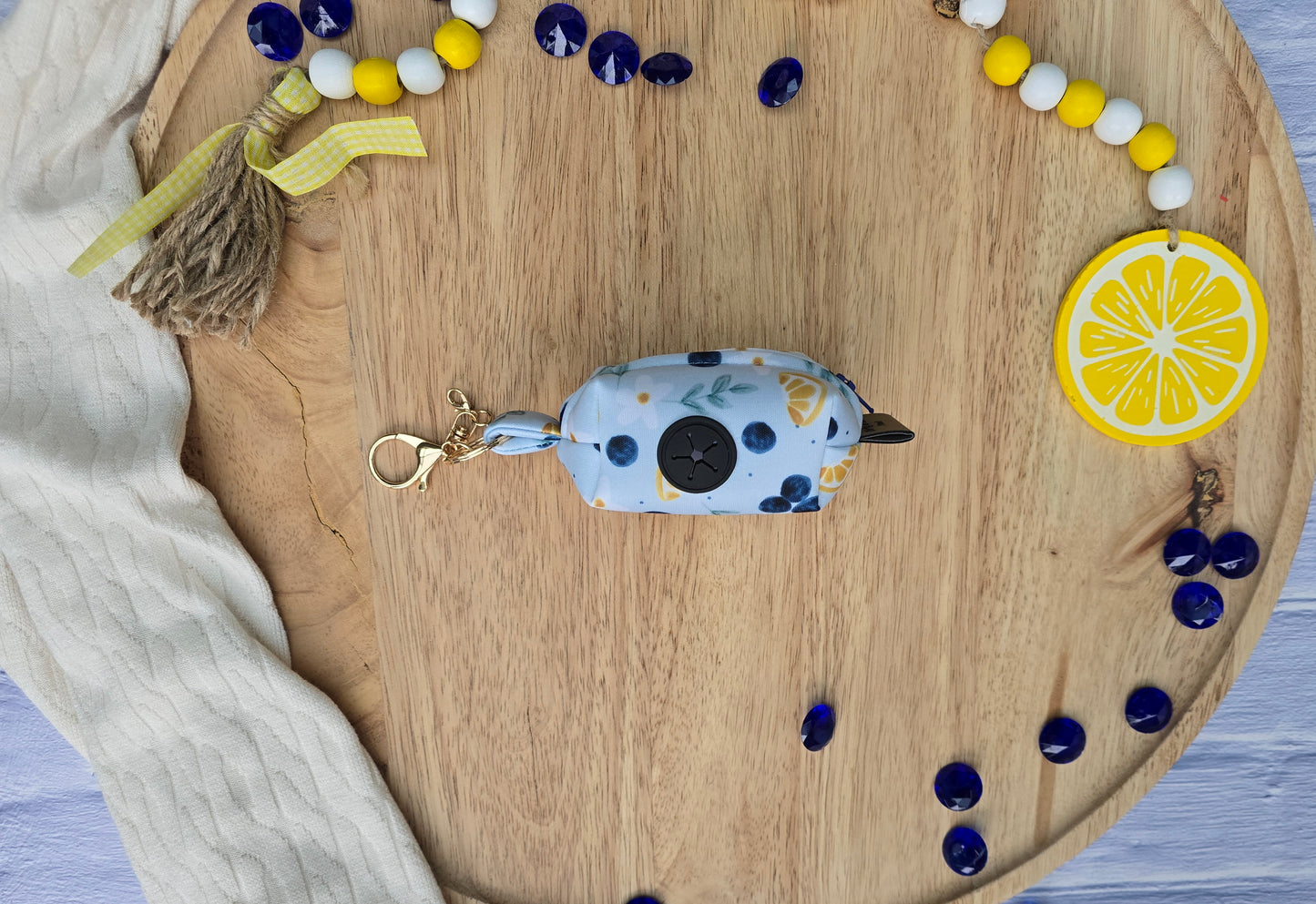 Blueberries and Lemons Neoprene Waste Bag Holder