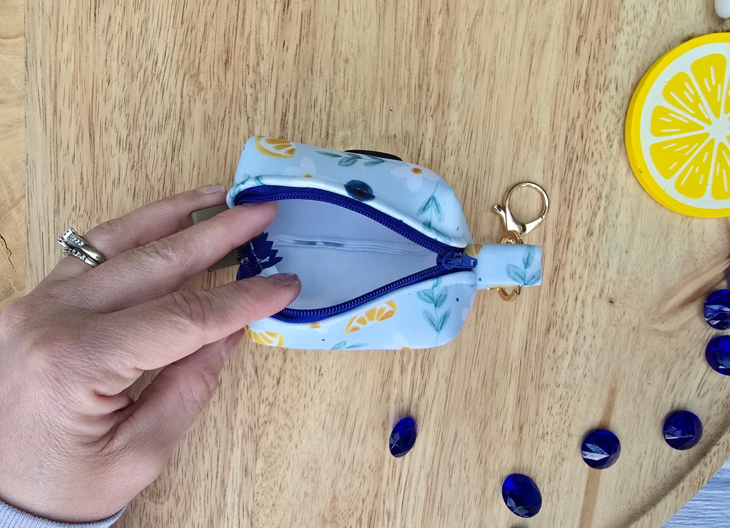 Blueberries and Lemons Neoprene Waste Bag Holder