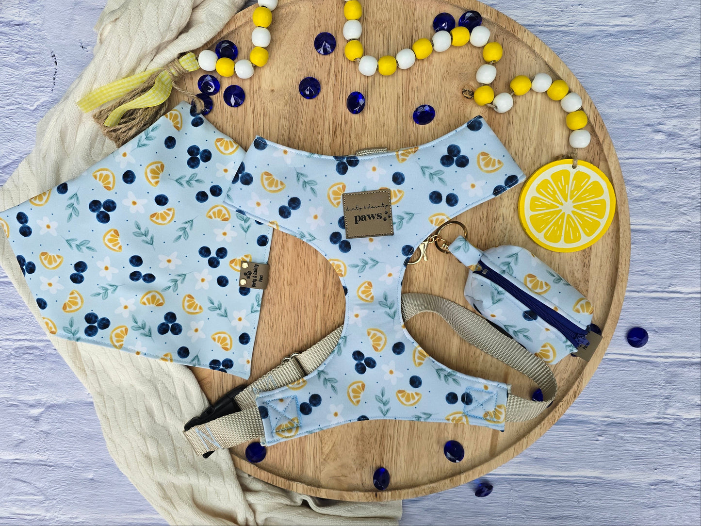 Blueberries and Lemons Neoprene Waste Bag Holder