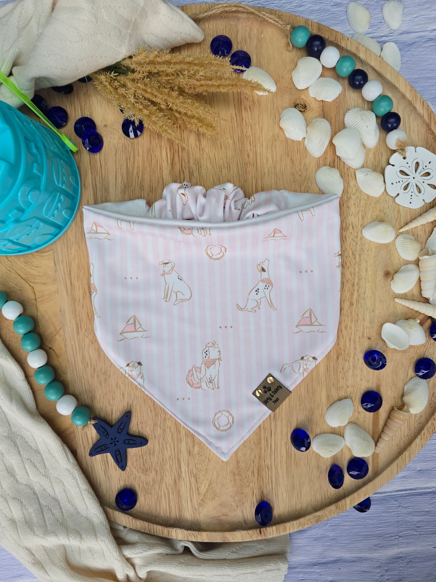 Coastal Preppy Pup Reversible Scrunchie Dog Bandana Summer Dog Scarf Activewear UPF 50+ Sun Protection Wrinkle Resistant Easy to Clean