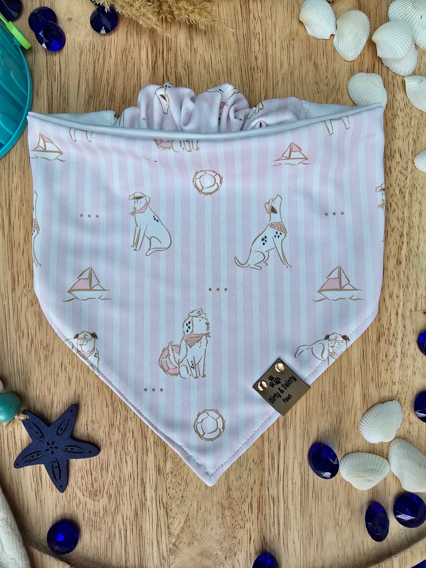 Coastal Preppy Pup Reversible Scrunchie Dog Bandana Summer Dog Scarf Activewear UPF 50+ Sun Protection Wrinkle Resistant Easy to Clean