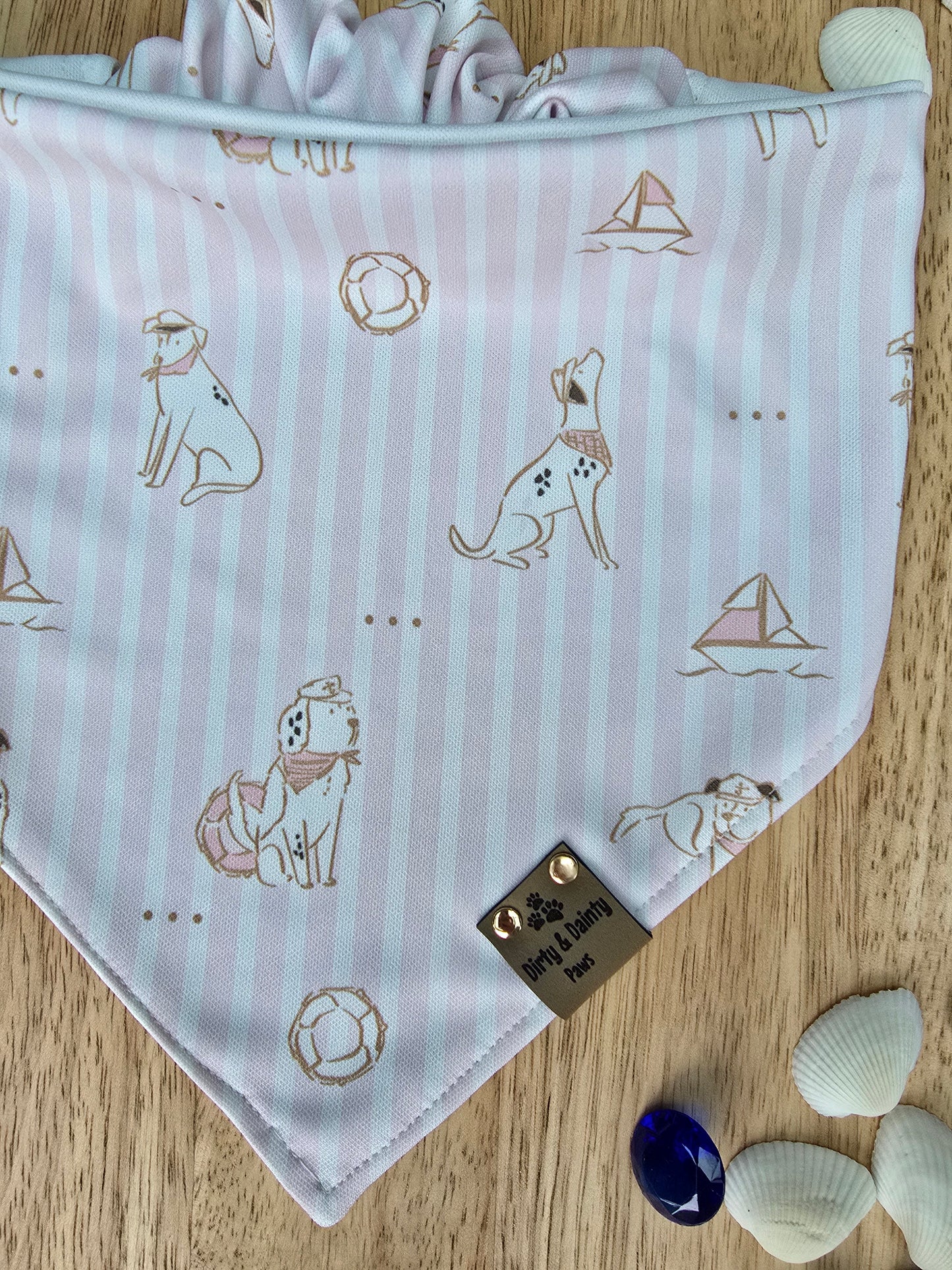 Coastal Preppy Pup Reversible Scrunchie Dog Bandana Summer Dog Scarf Activewear UPF 50+ Sun Protection Wrinkle Resistant Easy to Clean